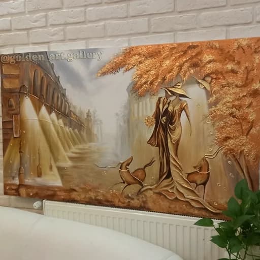 تابلو نقاشی پاسوزنی طلایی و مسی