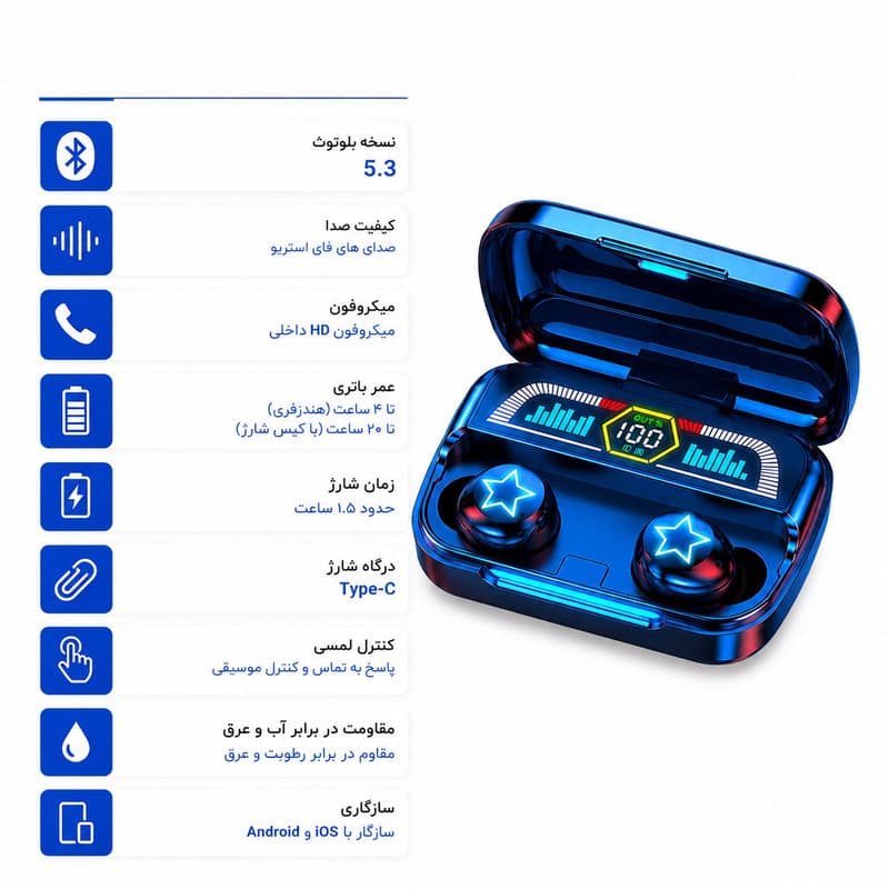 هدفون موزیک آپولو مدل BUDS7 TWAS07 — تصویر ۴