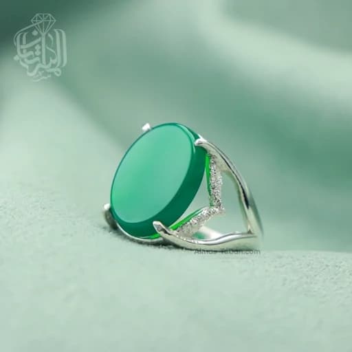 انگشتر نقره زنانه عقیق سبز کد 606