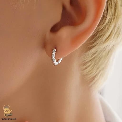 گوشواره نقره حلقه ای ساده دخترانه مدل ESW E26