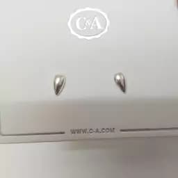 گوشواره نقره عیار 925 با روکش رودیوم عیارش حک شده روی کار وارداتی نقره اصل زنانه و دخترانه یک سانتی ضد حساسیت — تصویر ۳
