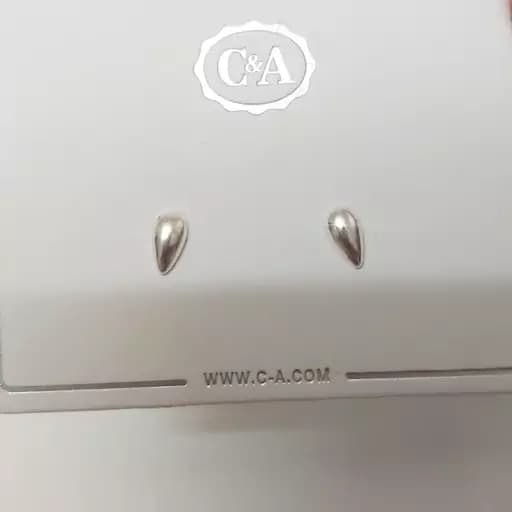 گوشواره نقره عیار 925 با روکش رودیوم عیارش حک شده روی کار وارداتی نقره اصل زنانه و دخترانه یک سانتی ضد حساسیت — تصویر ۲