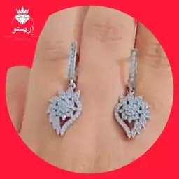 گوشواره نقره میکرو عیار 925 آبکاری طلا سفید — تصویر ۳