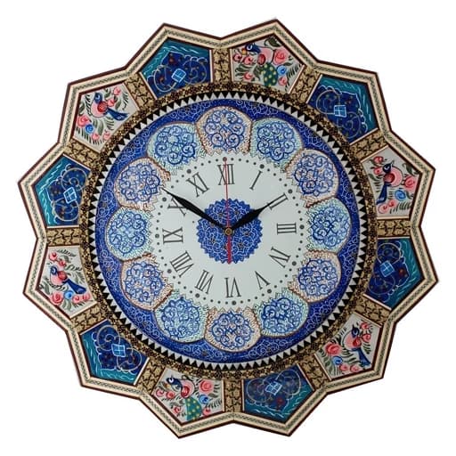 ساعت دیواری خاتم کاری مدل خورشیدی ( قطر 48 سانتی متر )