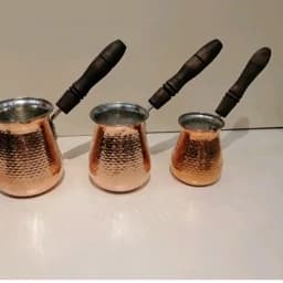 قهوه جوش مسی زنجان سایز کوچک دسته چوبی دو ونیم کاپ نانو شده ارسال رایگان — تصویر ۳
