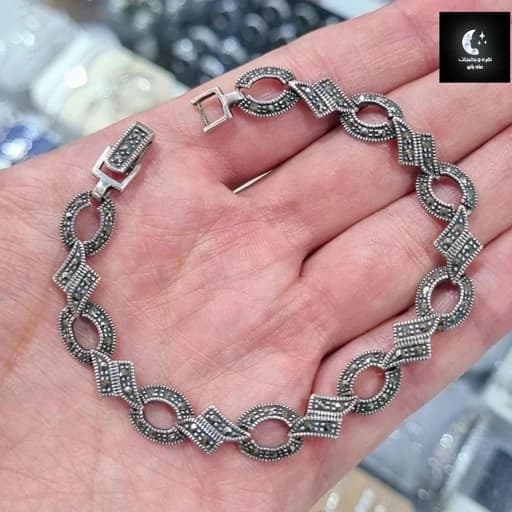 دستبند نقره زنانه مارگازیت تایلندی عیار 925 با آبکاری طلا سفید
