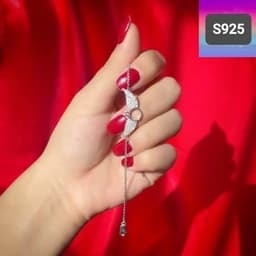 دستبند نقره زنانه بال عشق عیار 925 با آبکاری طلا سفید بدون ریزش نگین ضد حساسیت — تصویر ۳