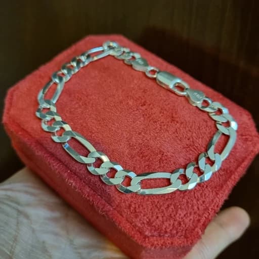 دستبند نقره کارتیر طرح فیگارو ایتالیا 8 میل با کیفیت فوق العاده و آبکاری طلاسفید طول 20.5cm