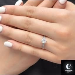 انگشتر نقره زنانه تک تاش عیار 925با آبکاری طلا سفید بدون ریزش نگین ضد حساسیت — تصویر ۳