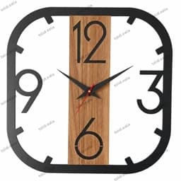 ساعت دیواری چوبی مدرن ترکیبی مربعی کد 172 پس کرایه — تصویر ۵