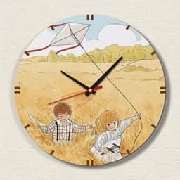 ساعت دیواری فانتزی مدل بادبادک بازی در گندمزار مان لیزر — تصویر ۳