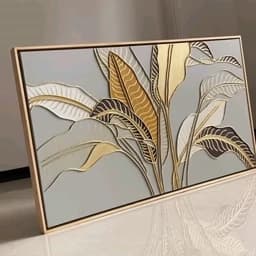 تابلو نقاشی برجسته برگ موزی ورق طلا در ابعاد (پسکرایه) — تصویر ۳