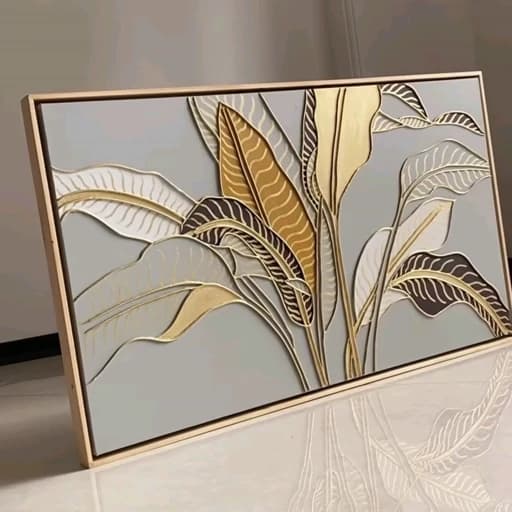 تابلو نقاشی برجسته برگ موزی ورق طلا در ابعاد (پسکرایه) — تصویر ۲
