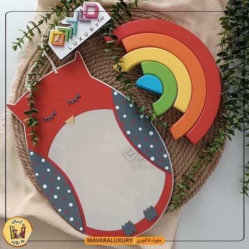 آینه دکوراتیو اتاق کودک ماوراء لاکچری طرح جغد MKIDS33 — تصویر ۲