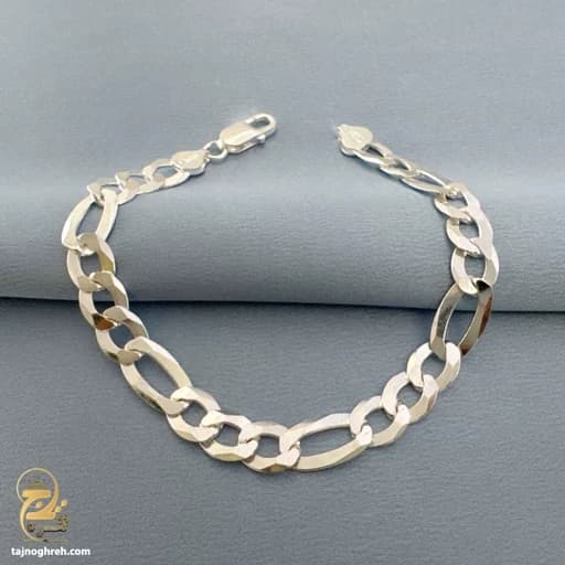 دستبند نقره مردانه ایتالیایی فیگارو اصل مدل BSM B54