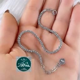 دستبند نقره خاویاری شاهکار ضخیم ایتالیایی عیار 925 و آبکاری طلاسفید — تصویر ۵