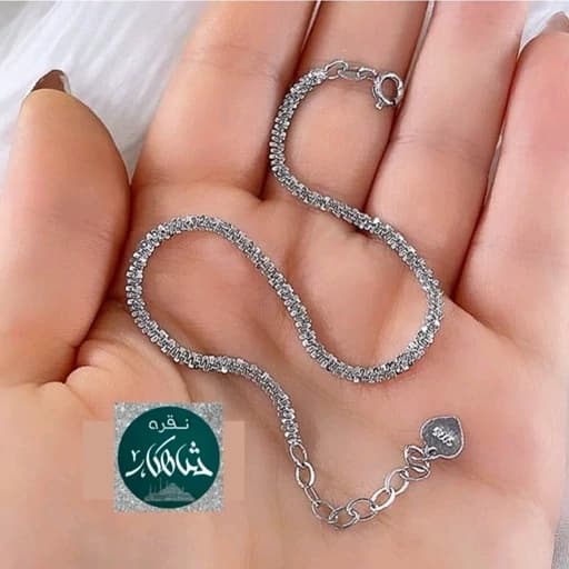 دستبند نقره خاویاری شاهکار ضخیم ایتالیایی عیار 925 و آبکاری طلاسفید