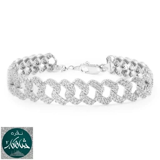 دستبند نقره زنانه شاهکار کارتیر میکرو عیار 925 و آبکاری طلاسفید بسیار زیبا و ظریف با ارسال رایگان — تصویر ۲