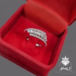 انگشتر نقره زنانه مارکیز بسیار ظریف و خاص با عیار 925 و آبکاری طلاسفید همراه با فاکتور — تصویر ۳