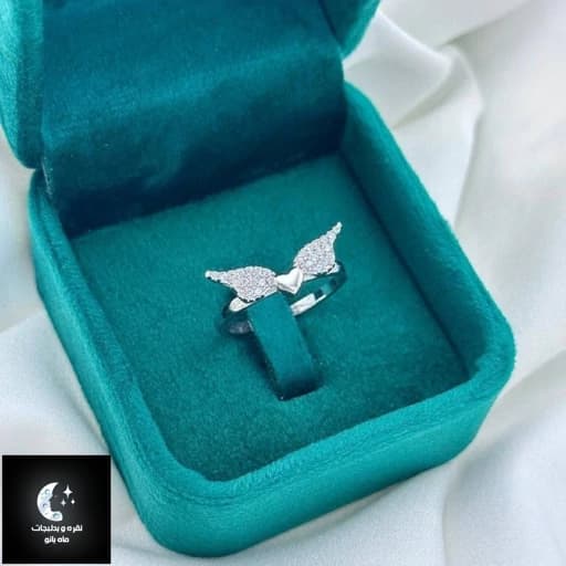 انگشتر نقره زنانه بال فرشته باعیار 925 و آبکاری طلا سفید