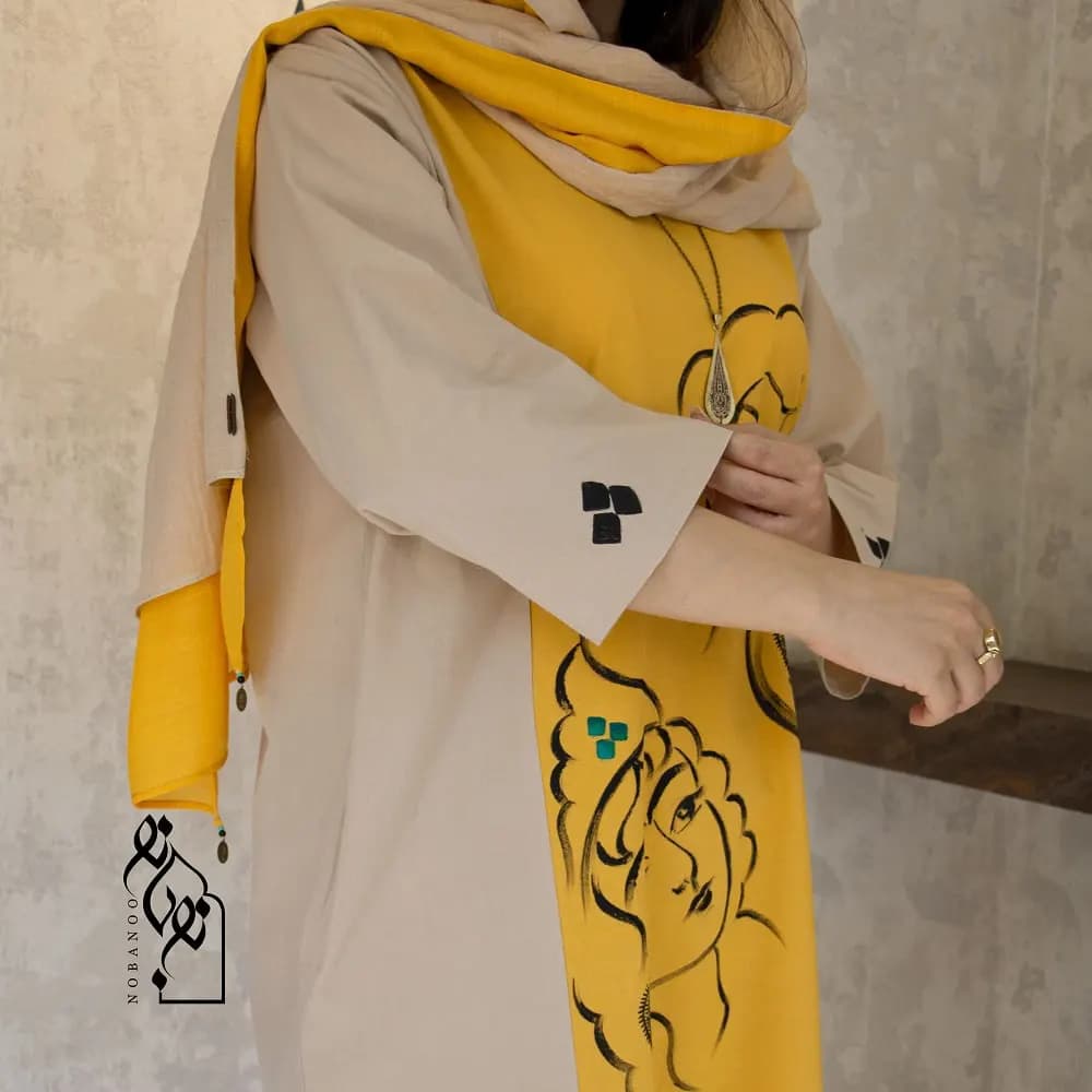 ست کفتان و شال زنانه لینن طرح مهرا کد 23407 — تصویر ۳