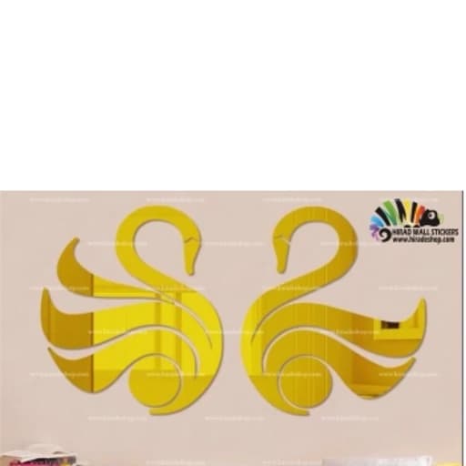 آینه دکوراتیو مولتی استایل،طرح قو،جنس مولتی استایل،بسته 2عددی،سایز هر قو 25 سانت،در دو رنگ طلایی و نقره ای — تصویر ۲