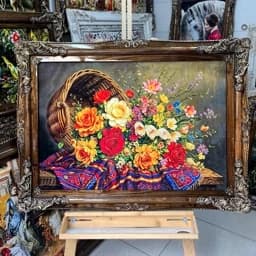 تابلو فرش طرح سبد گل 4 — تصویر ۳