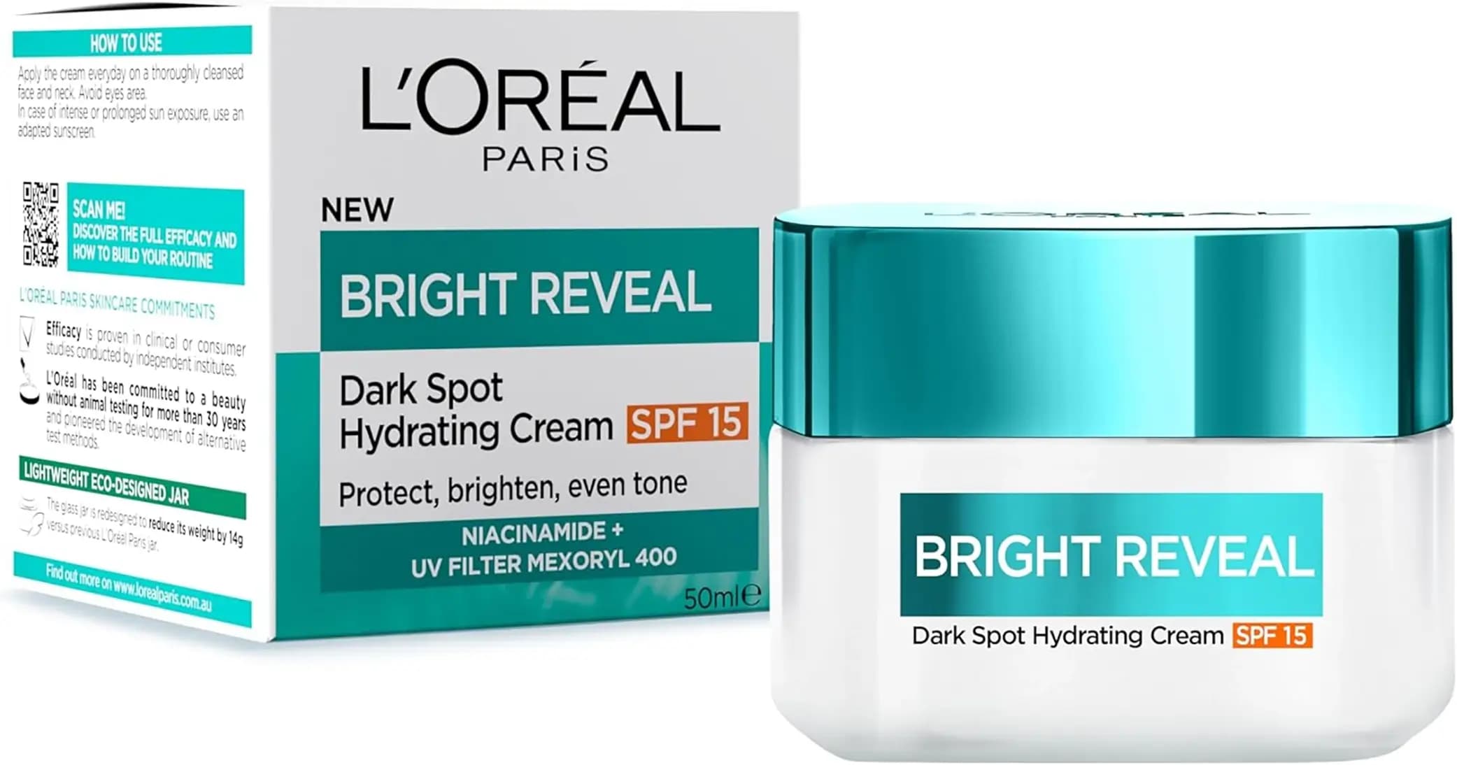 کرم آبرسان و ضد لک قوی لورال LOreal مدل Bright reveal حاوی 50 spf