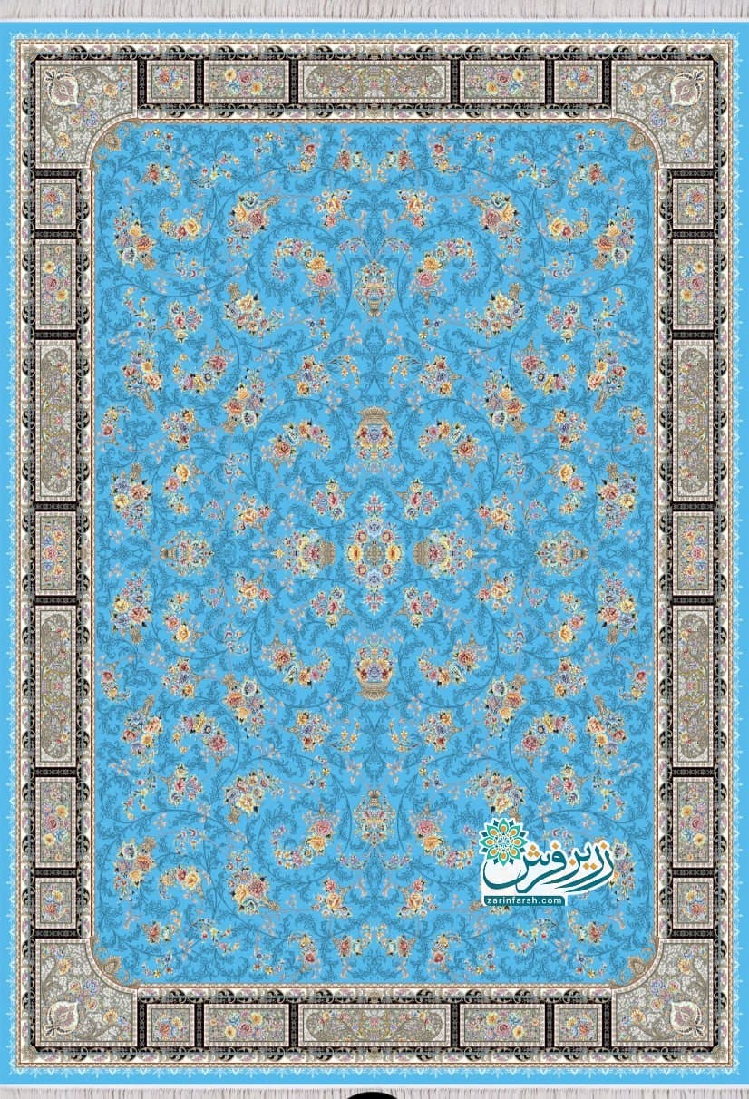 فرش 1200 شانه طرح هاکان آبی - تمام نخ اکریلیک