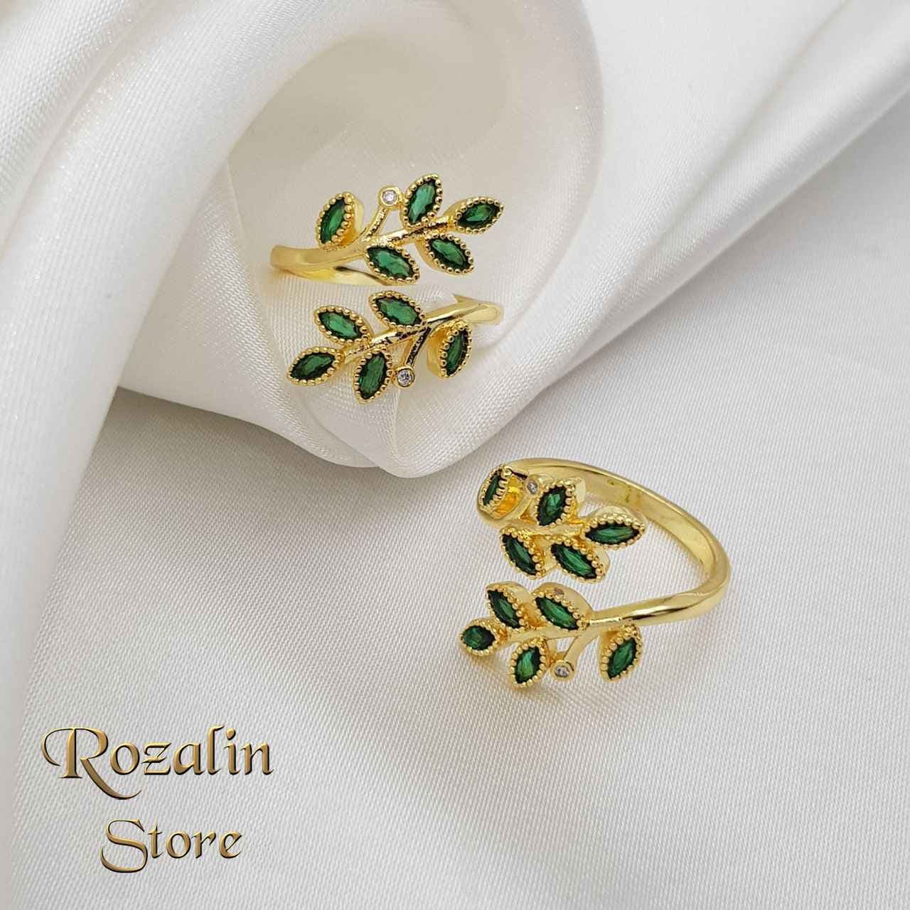 انگشتر زنانه وای اس ایکس مدل برگ و شاخه نگین دار