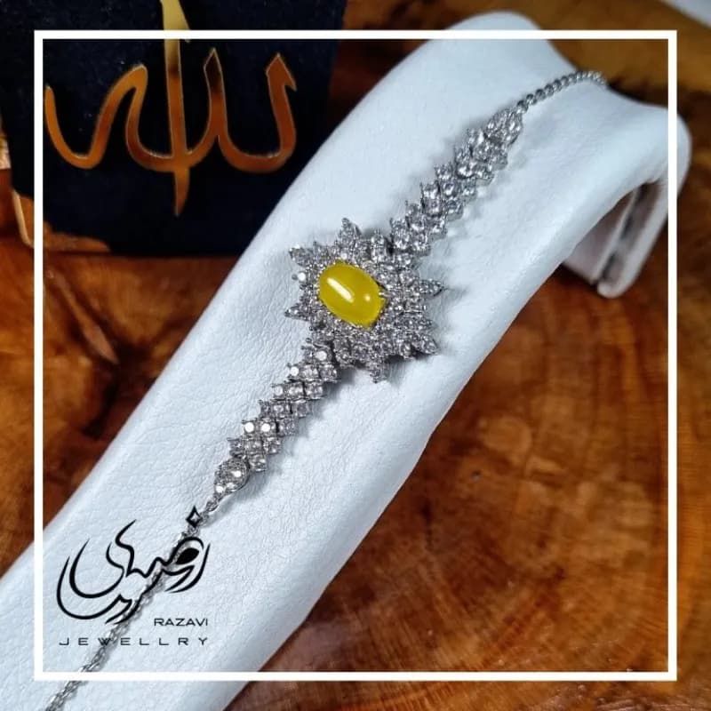 دستبند نقره زنانه طرح شکوه با نگین شرف الشمس — تصویر ۱۰