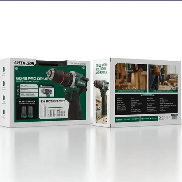 دریل چکشی شارژی گرین لاین Green Lion GD-15 Hammer Drill GNGD15D18V | امپراطور