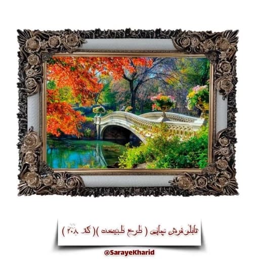 تابلو فرش چاپی طرح طبیعت منظره پل ( همراه با قاب )( ابعاد 50*35 سانتیمتر ) (پس کرایه)( کد 208 )