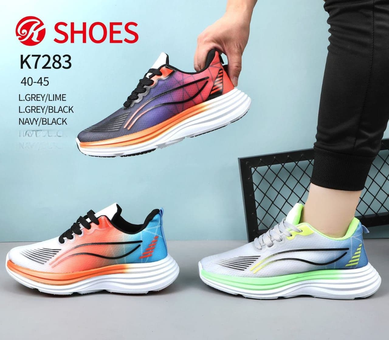 کتونی خارجی وارداتی ادیداسی K SHOES مدل K7283 کفش اسپرت مردانه سبک و راحت رانینگ سایز 40 تا 45