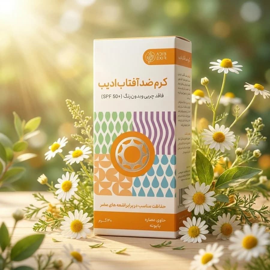 کرم ضد آفتاب ادیب فاقد چربی، بدون رنگ و گیاهی