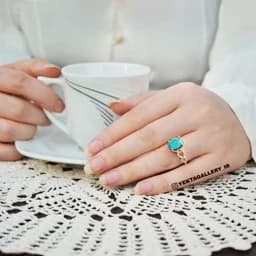 انگشتر نقره زنانه فیروزه نیشابوری طبیعی — تصویر ۵