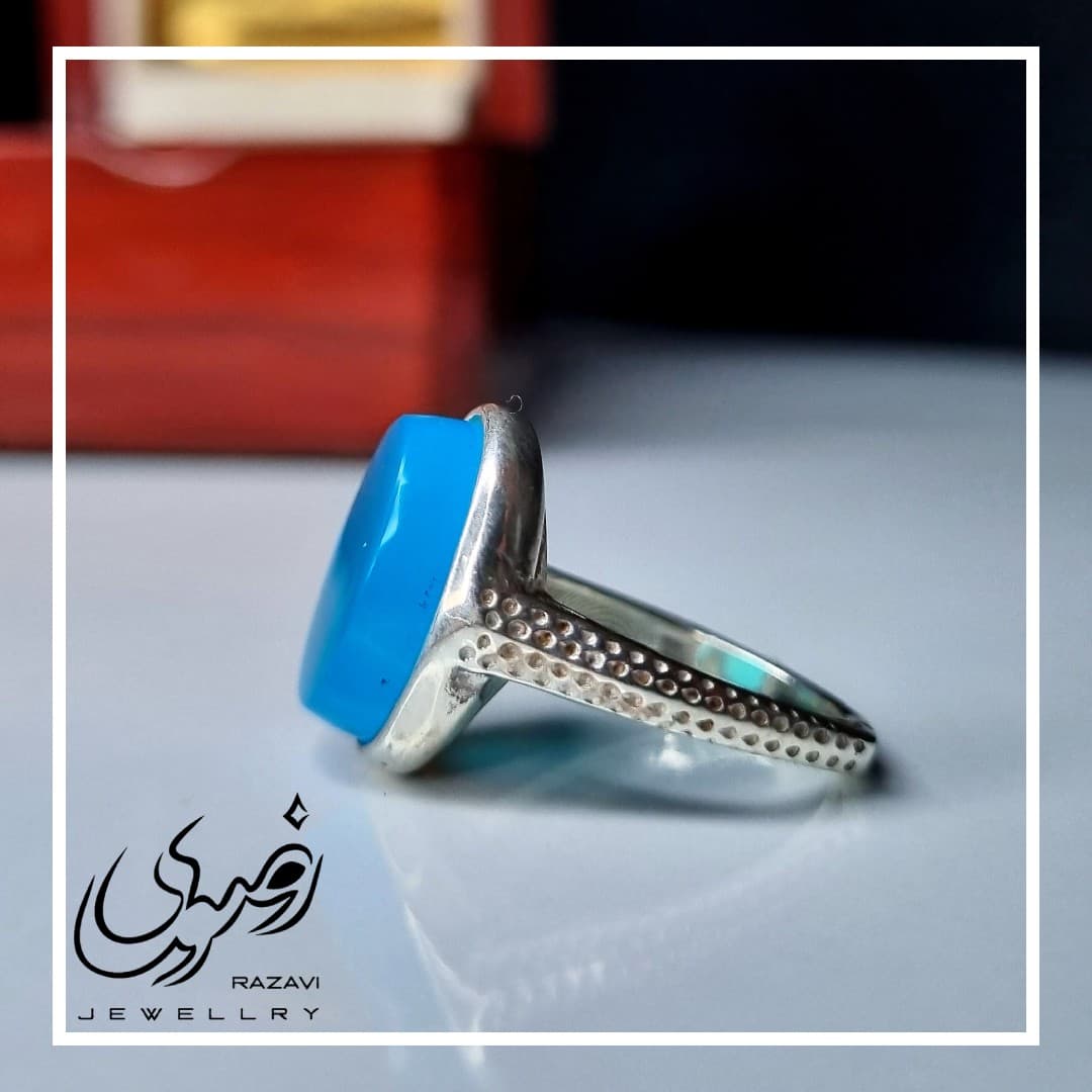 انگشتر زنانه نقره عقیق آبی — تصویر ۴