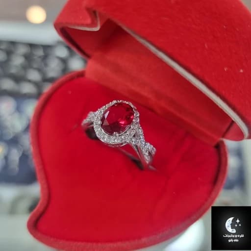 انگشتر نقره زنانه رنگی باعیار 925 و آبکاری طلا سفید — تصویر ۲