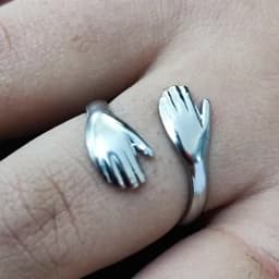 انگشتر آغوش نقره ای استیل،انگشتر زنانه آغوش استیل،انگشتر استیل زنانه آغوش — تصویر ۵