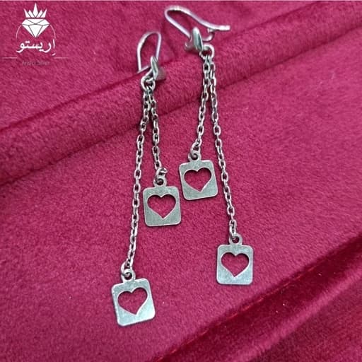 گوشواره نقره آویز عیار 925 آبکاری طلا سفید