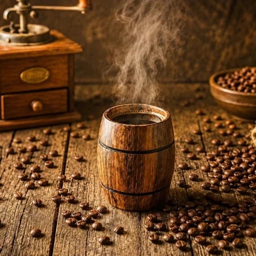 شات قهوه خوری چوبی طرح بشکه دست ساز (کاپ اسپرسو چوبی طرح بشکه دستساز)