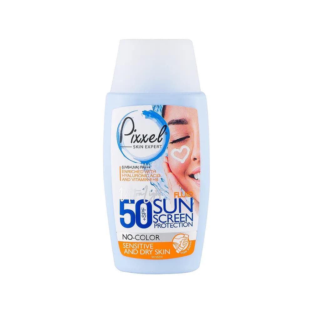 کرم ضد آفتاب بدون رنگ مناسب پوست های خشک، نرمال و حساس با SPF 50 پیکسل