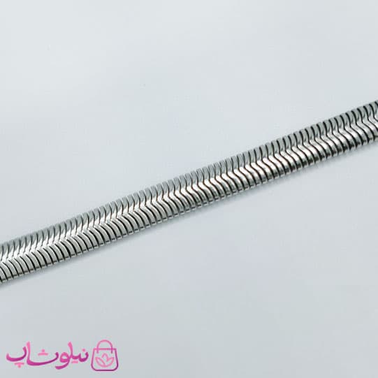 دستبند مردانه مدل هرینگبون نرم نقره ای استیل 23 سانت 8 میل کد 999