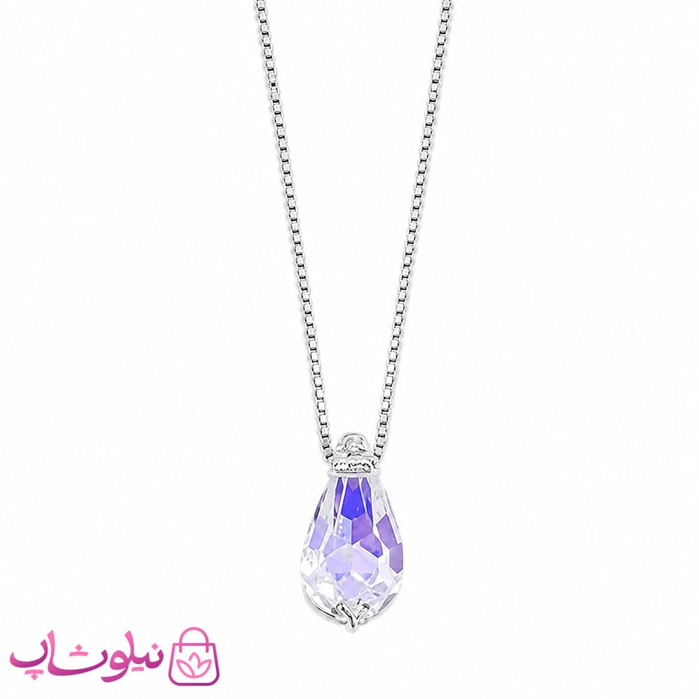 گردنبند نقره سواروسکی دخترانه ظریف مدل اشک وزن 1/900 گرم کد 1700 — تصویر ۲