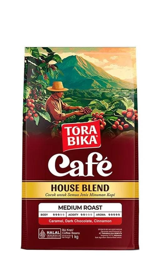 دانه قهوه تورابیکا Torabika مدل کافه هاوس بلند Café House Blend | مدیوم رست با نت کارامل، شکلات تلخ و دارچین | وزن ۱ کیلوگرم — تصویر ۲