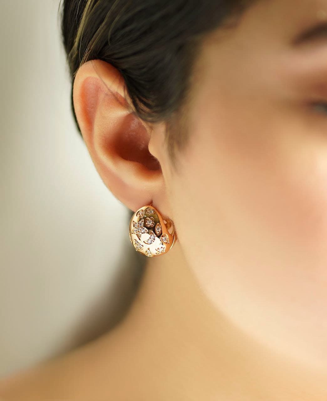 گوشواره زنانه حلقه ای ژوپینگ طرح طلا کد RS-139 — تصویر ۳