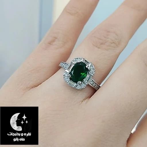 انگشتر نقره زنانه نگین رنگی باعیار 925 و آبکاری طلا سفید — تصویر ۴