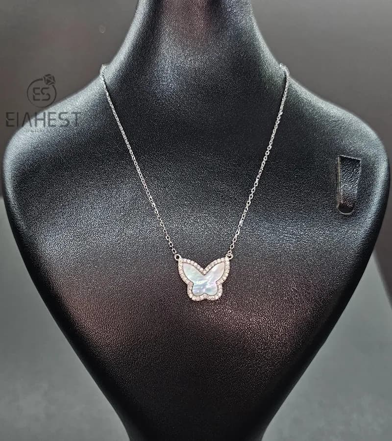 گردنبند نقره آویز پروانه کد S2202 - گالری الهه