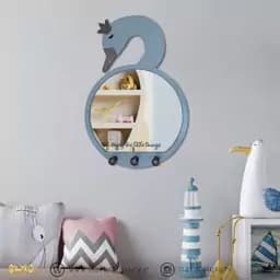 آینه دکوراتیو اتاق کودک ماوراء لاکچری طرح قو MKIDS57 — تصویر ۳