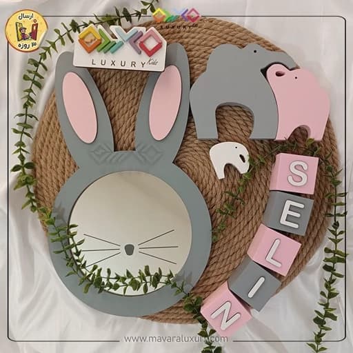 آینه دکوراتیو اتاق کودک ماوراء لاکچری طرح خرگوش MKIDS26